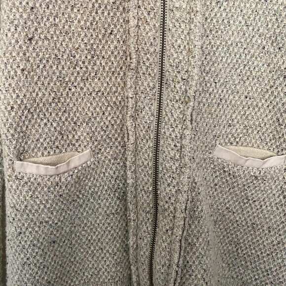 Angel of the North Anthropologie Envalira Knit Cream Zip Wool Stretch Blazer - Picture 4 of 8